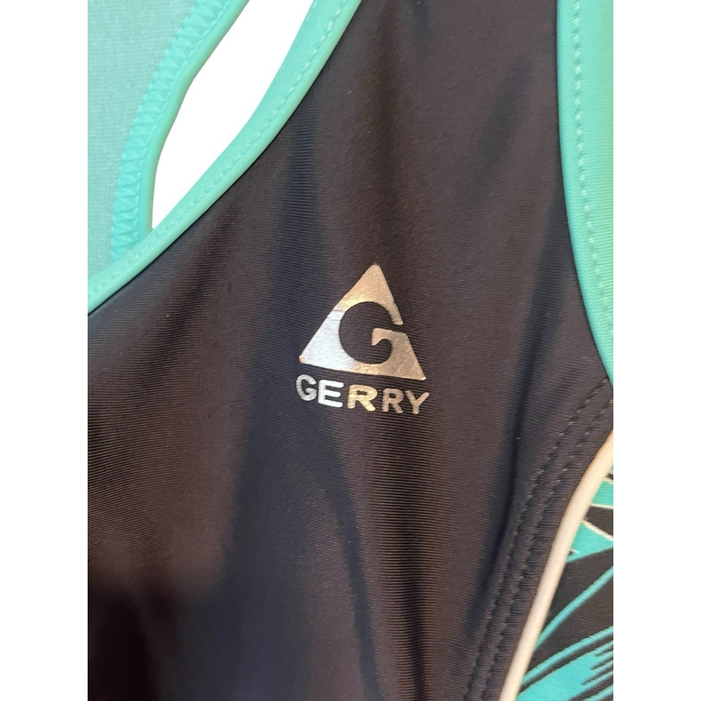 Gerry Girls One Piece Swimsuit Size 16 Black Teal Racerback - Picture 4 of 11
